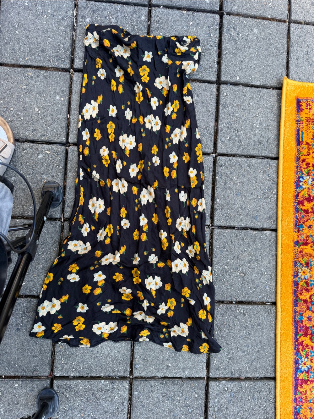 Urban Outfitters Black Maxi Skirt with Yellow & Cream Floral Print